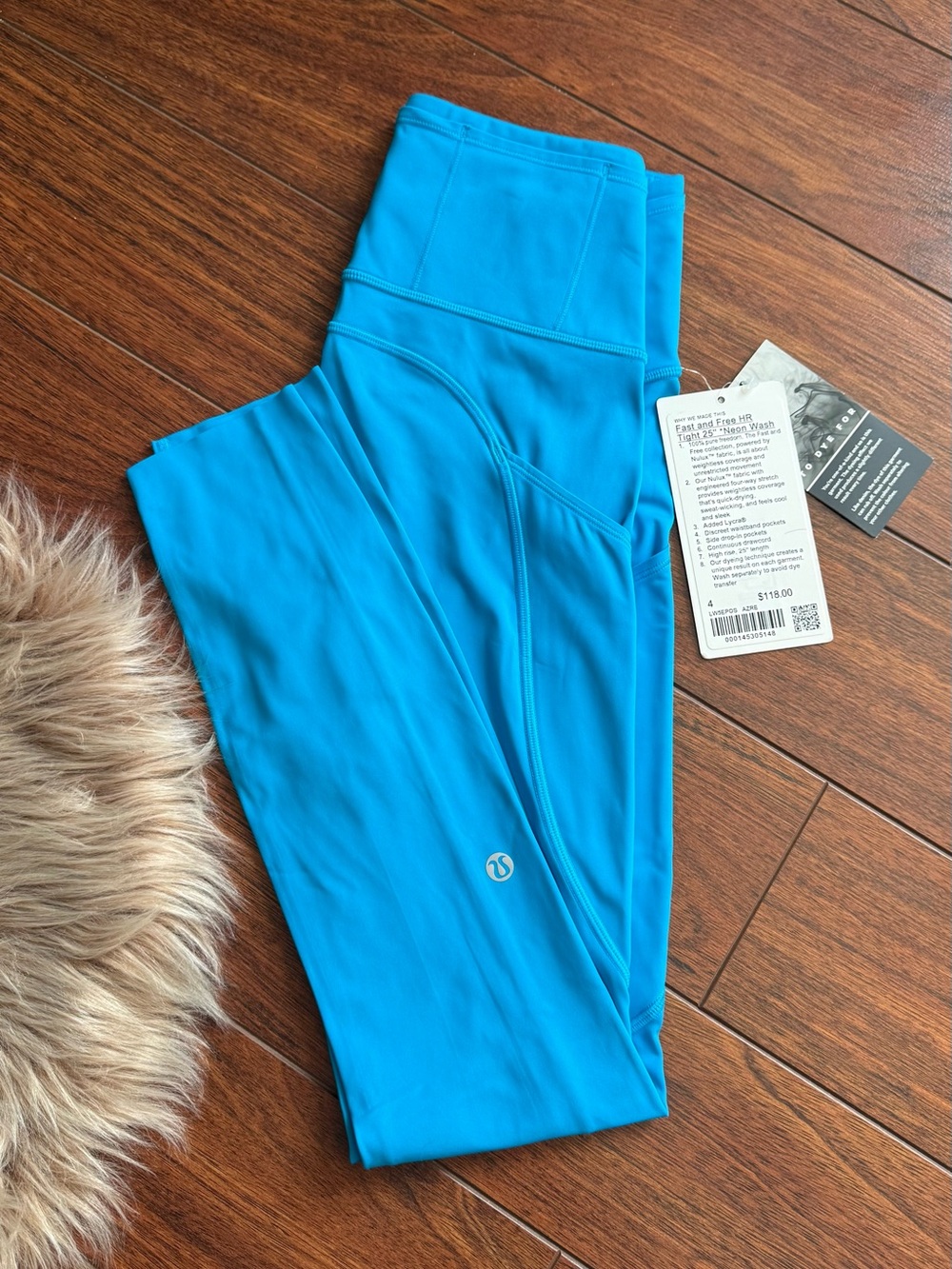 lululemon size 4  Fast and Free High-Rise Tight 25" “Neon Wash, AZure